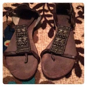 Chocolate brown and brass sandals